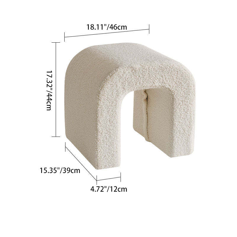 U-Shape Lambswool Wood Vanity Stool