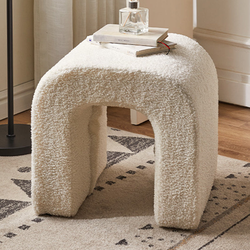 U-Shape Lambswool Wood Vanity Stool