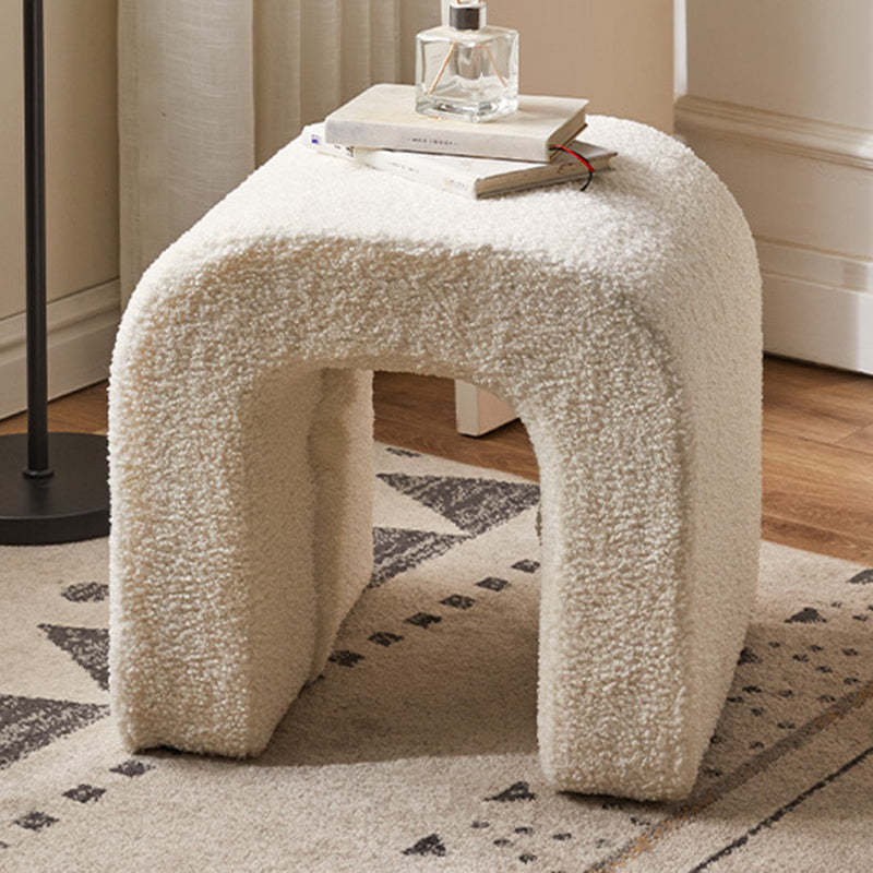 U-Shape Lambswool Wood Vanity Stool