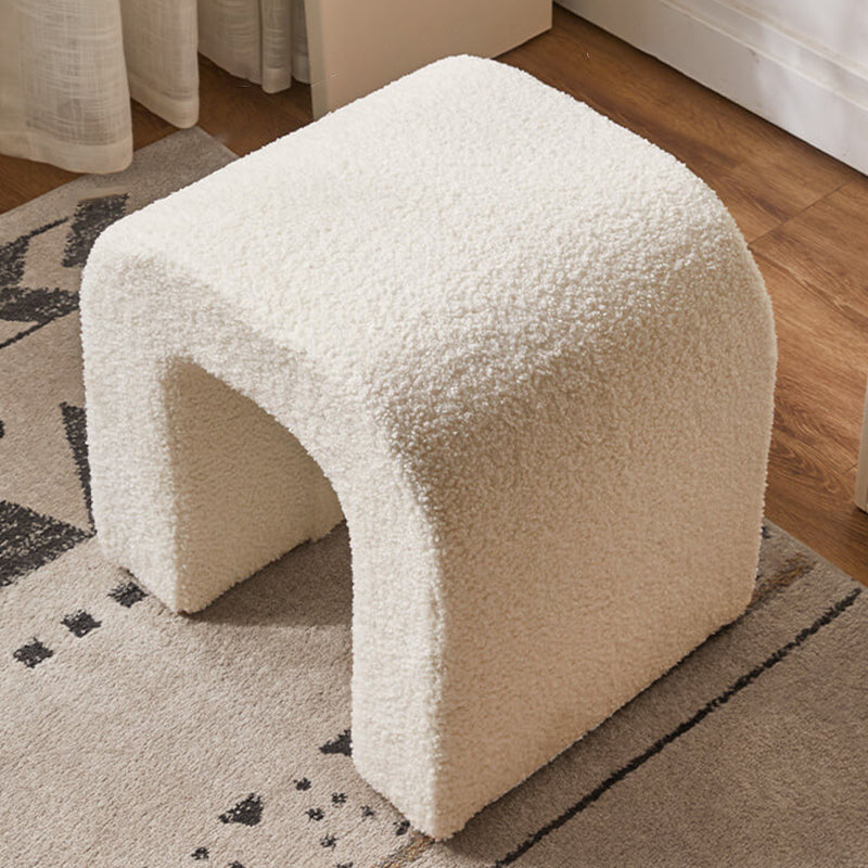 U-Shape Lambswool Wood Vanity Stool