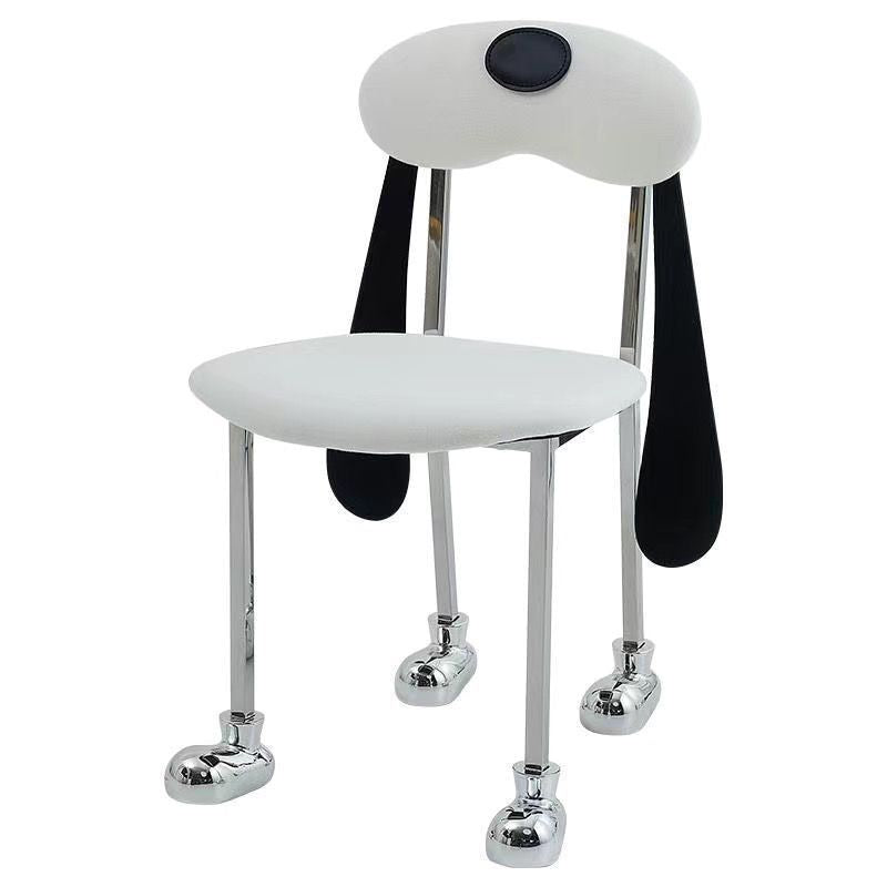 Eclectic Dog Leather Steel Dining Chair