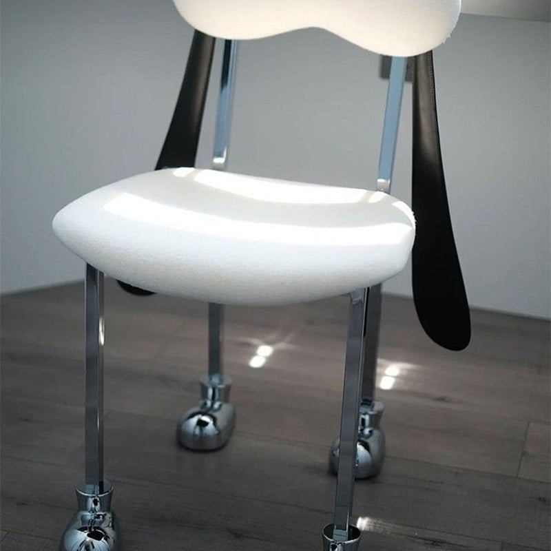 Eclectic Dog Leather Steel Dining Chair