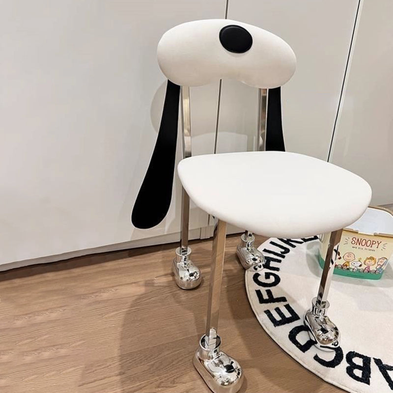 Eclectic Dog Leather Steel Dining Chair