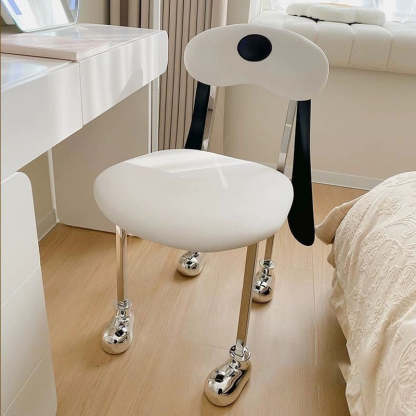Eclectic Dog Leather Steel Dining Chair