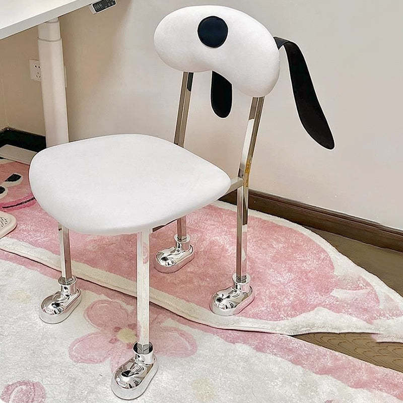 Eclectic Dog Leather Steel Dining Chair
