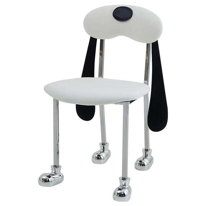 Eclectic Dog Leather Steel Dining Chair