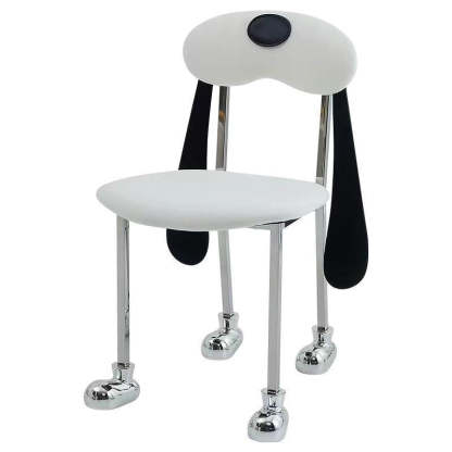 Eclectic Dog Leather Steel Dining Chair