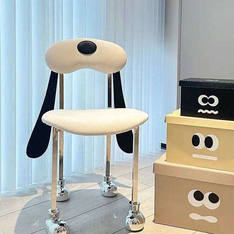 Eclectic Dog Leather Steel Dining Chair