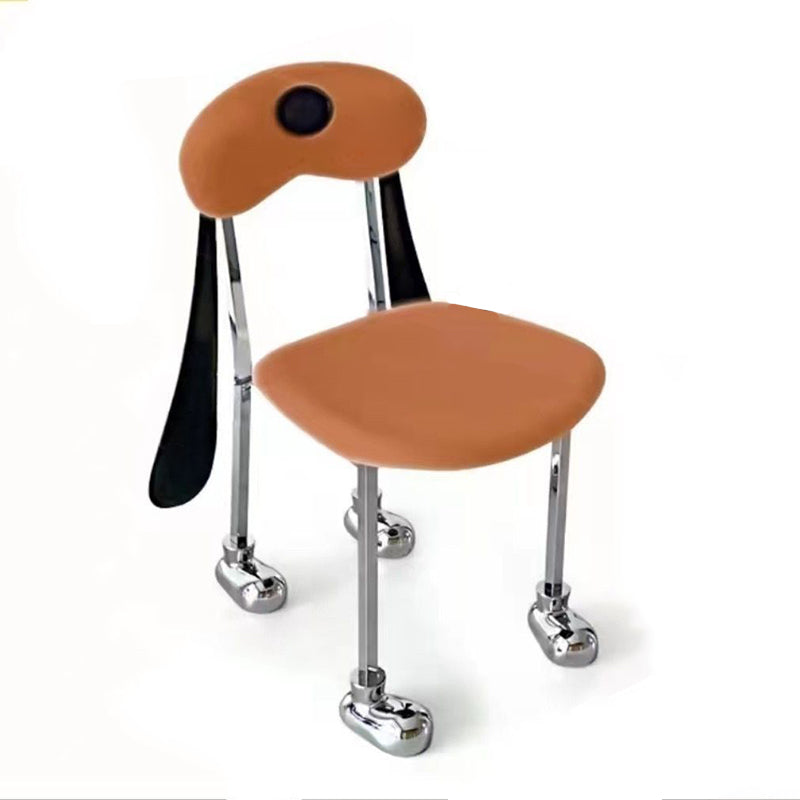Eclectic Dog Leather Steel Dining Chair