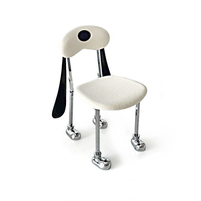 Eclectic Dog Leather Steel Dining Chair