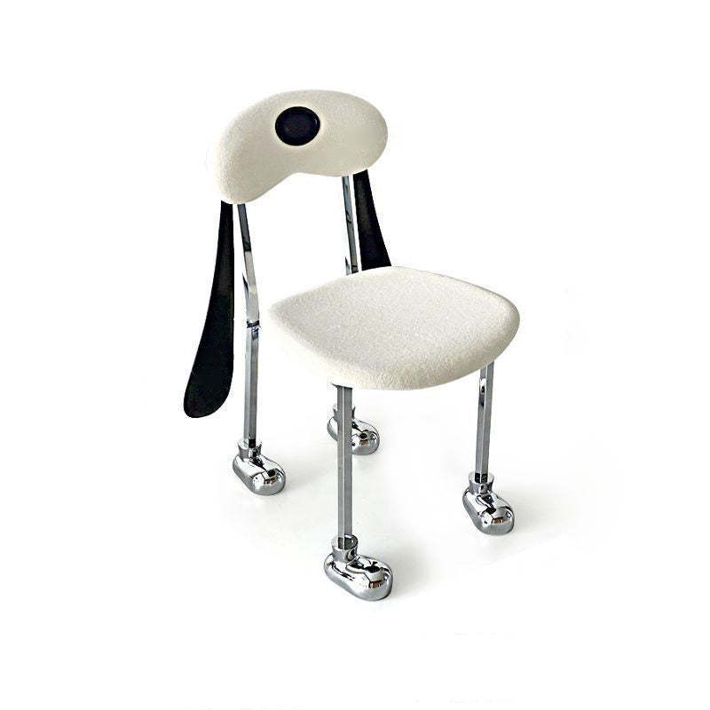 Eclectic Dog Leather Steel Dining Chair