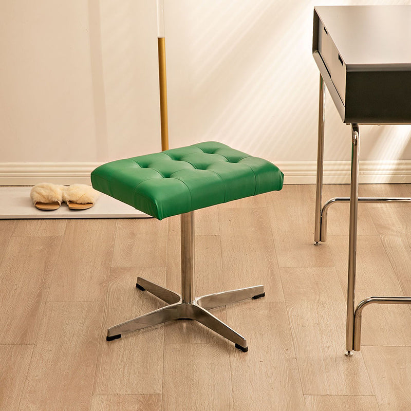 European Leather Aluminum Vanity Stool