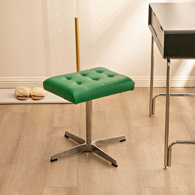 European Leather Aluminum Vanity Stool