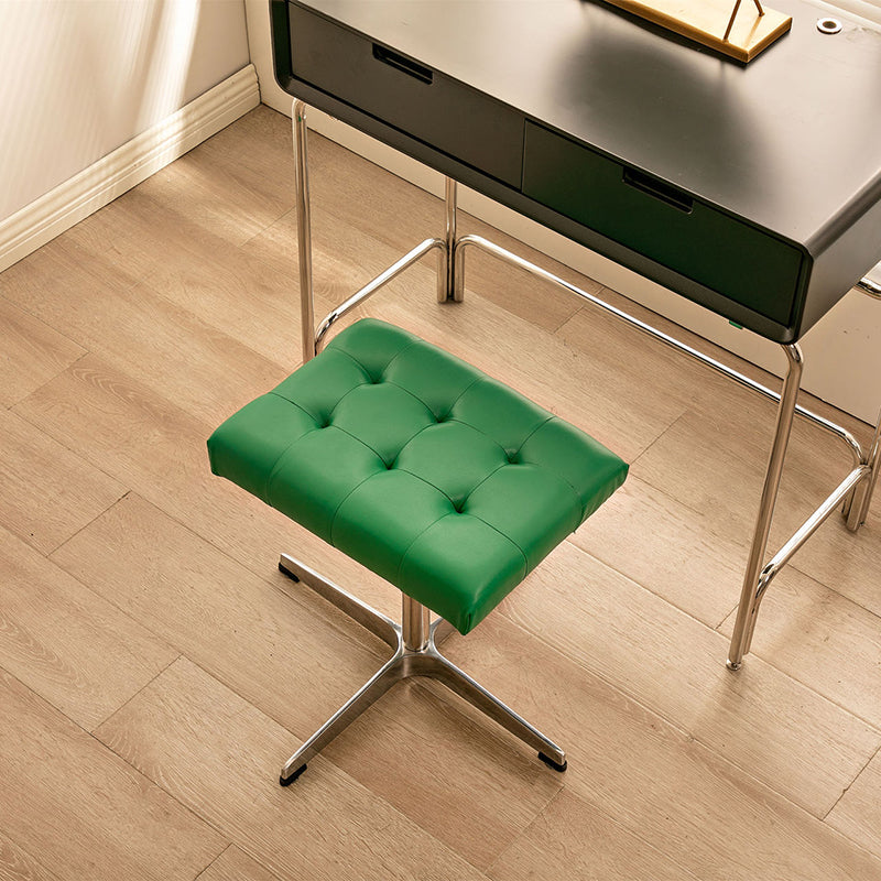 European Leather Aluminum Vanity Stool