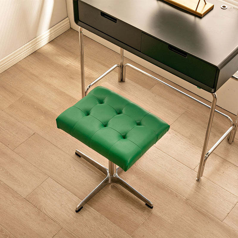 European Leather Aluminum Vanity Stool