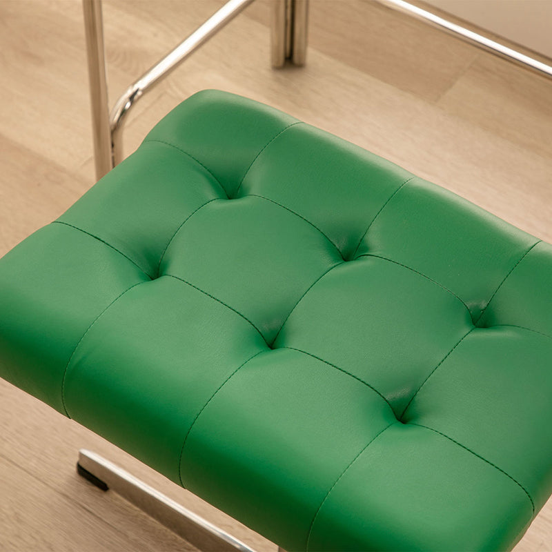 European Leather Aluminum Vanity Stool