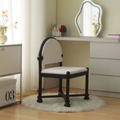 Vintage Semicircular Lambswool Vanity Stool
