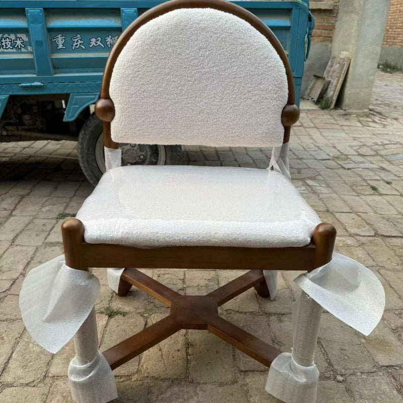 Vintage Semicircular Lambswool Vanity Stool