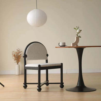Vintage Semicircular Lambswool Vanity Stool — A