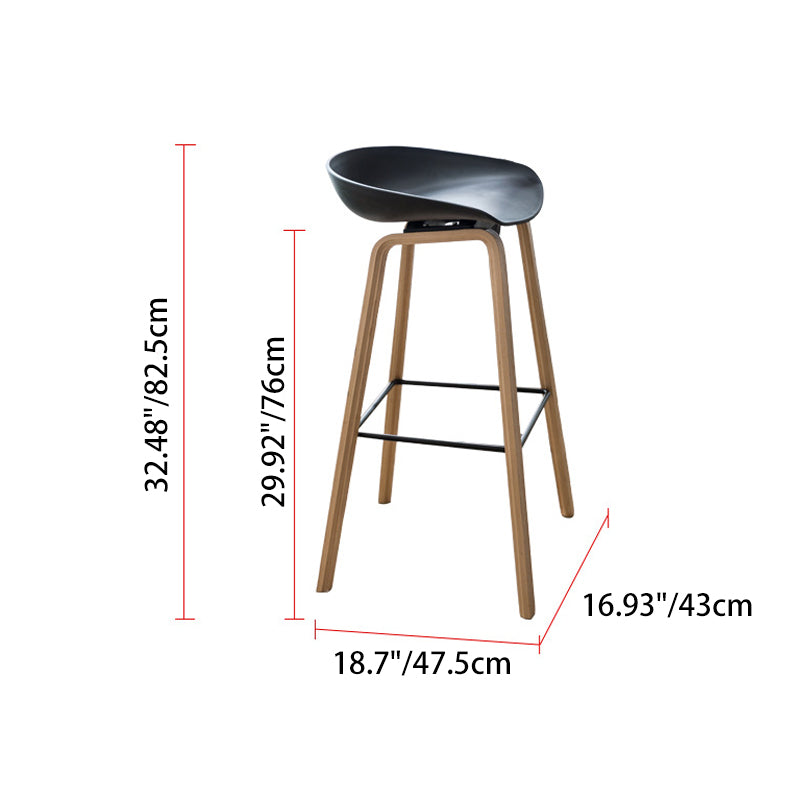 Scandinavian Oval Wood Bar Stool — Red
