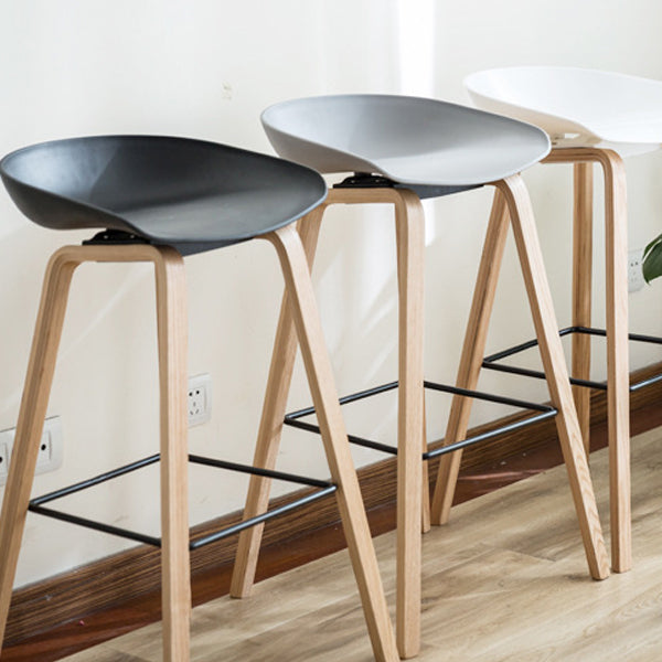 Scandinavian Oval Wood Bar Stool — White