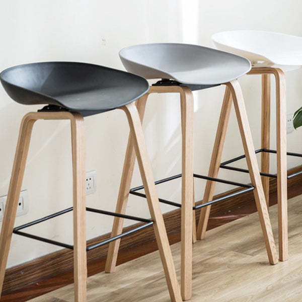 Scandinavian Oval Wood Bar Stool — White