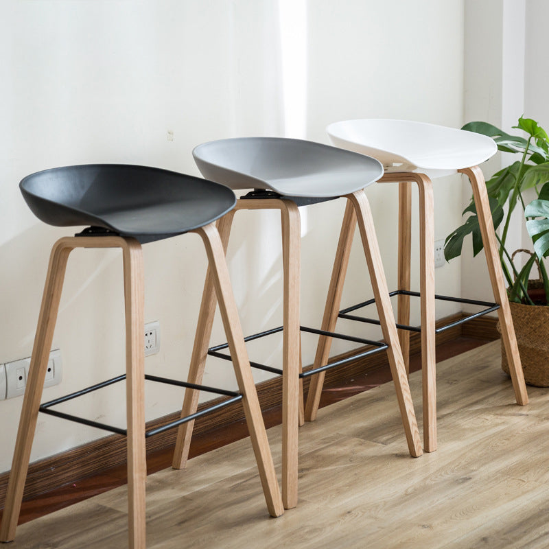 Scandinavian Oval Wood Bar Stool — Gray