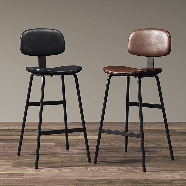 Industrial Leather Iron Bar Stool