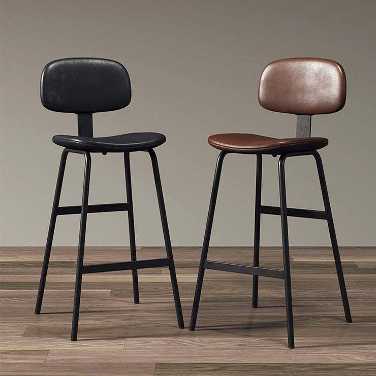 Industrial Leather Iron Bar Stool