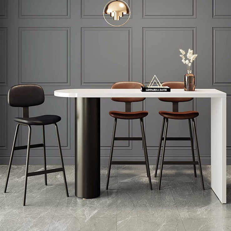 Industrial Leather Iron Bar Stool