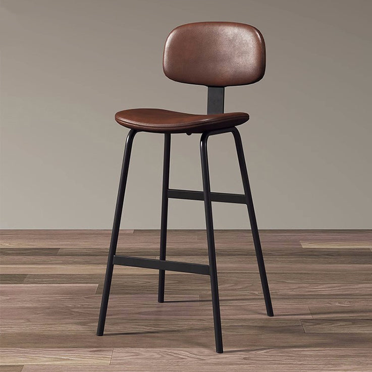 Industrial Leather Iron Bar Stool