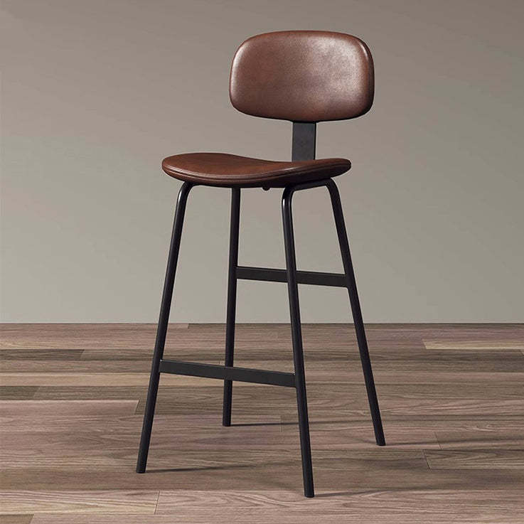 Industrial Leather Iron Bar Stool