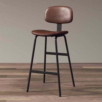 Industrial Leather Iron Bar Stool