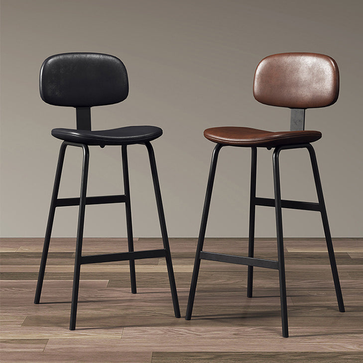 Industrial Leather Iron Bar Stool