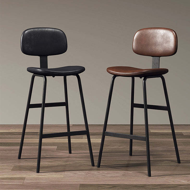 Industrial Leather Iron Bar Stool