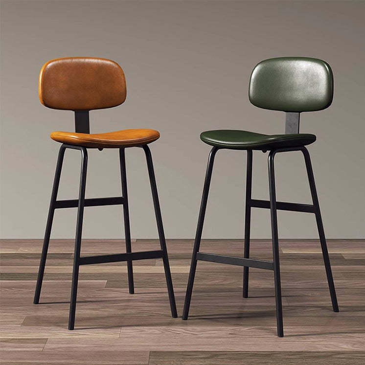Industrial Leather Iron Bar Stool