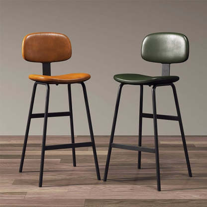 Industrial Leather Iron Bar Stool