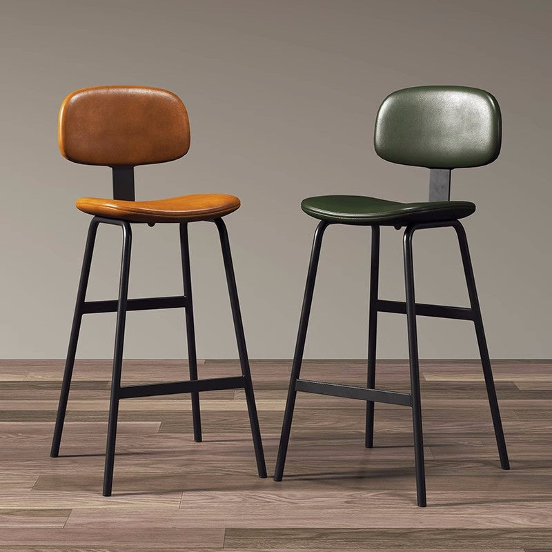 Industrial Leather Iron Bar Stool