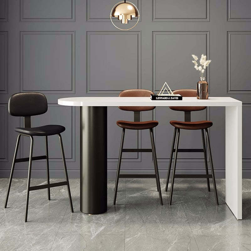 Industrial Leather Iron Bar Stool — Green