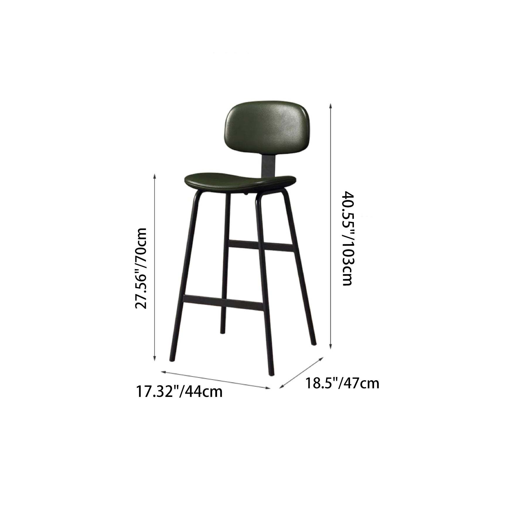 Industrial Leather Iron Bar Stool — Black