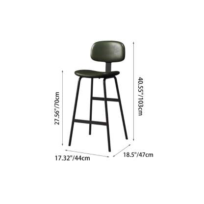 Industrial Leather Iron Bar Stool — Black