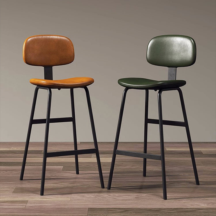 Industrial Leather Iron Bar Stool