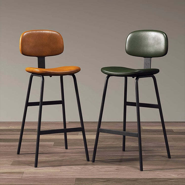 Industrial Leather Iron Bar Stool