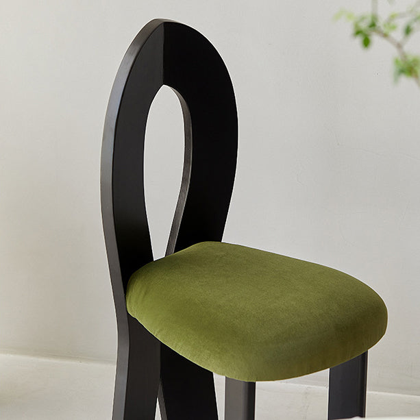 Retro Trapezoid Wood Velvet Dining Chair