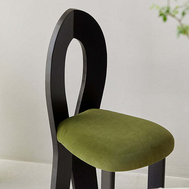 Retro Trapezoid Wood Velvet Dining Chair