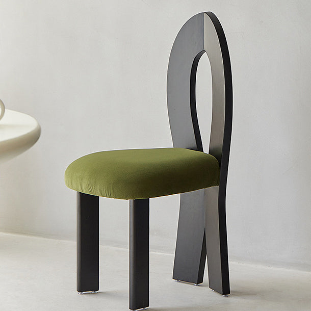 Retro Trapezoid Wood Velvet Dining Chair