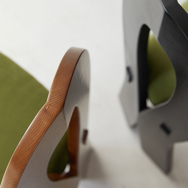 Retro Trapezoid Wood Velvet Dining Chair