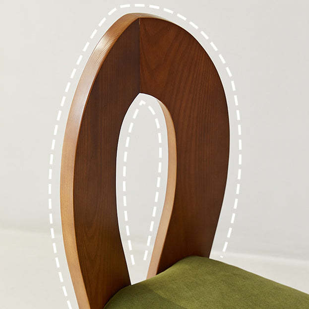 Retro Trapezoid Wood Velvet Dining Chair