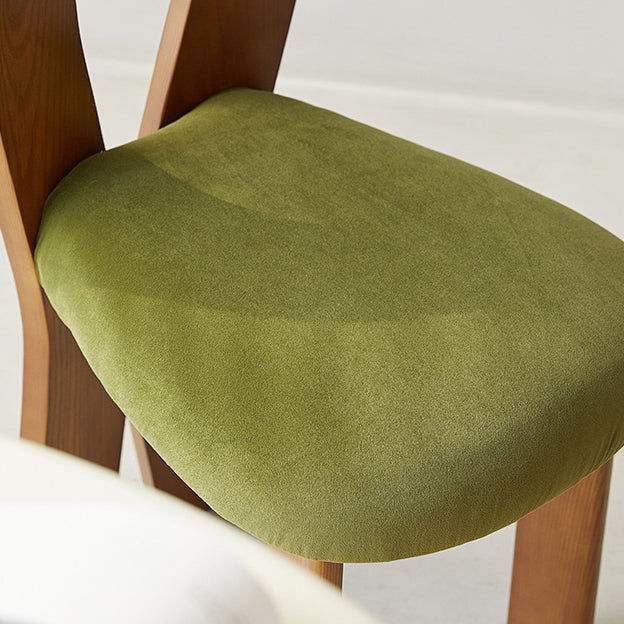 Retro Trapezoid Wood Velvet Dining Chair