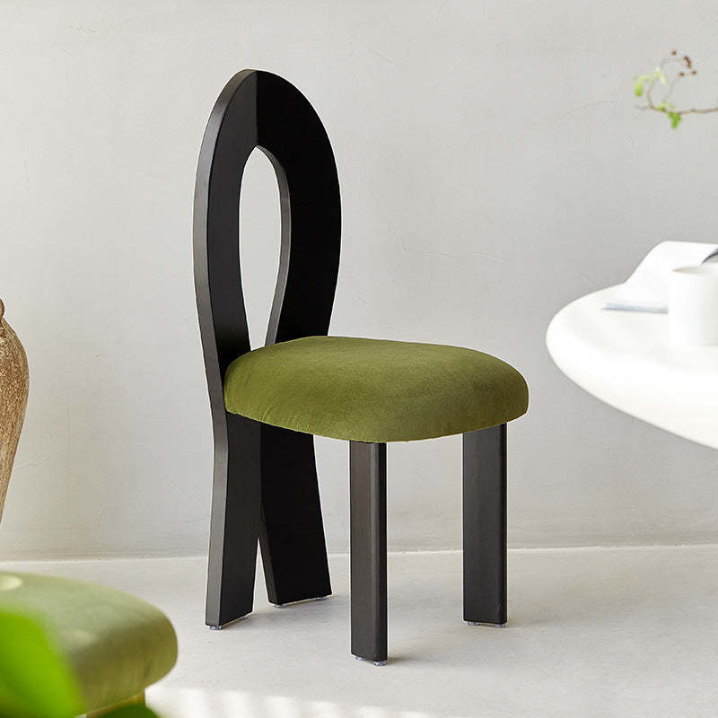 Retro Trapezoid Wood Velvet Dining Chair
